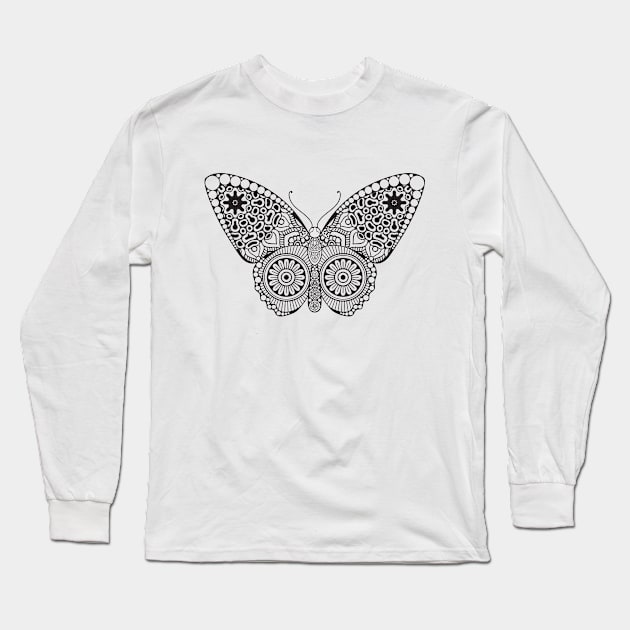 Butterfly Mandala Design Long Sleeve T-Shirt by Utopia Shop